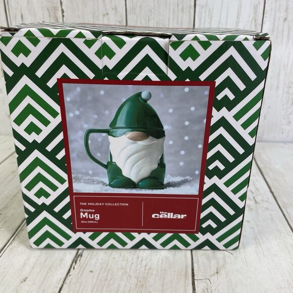 The Cellar The Holiday Collection Gnome Mug W/Lid 20 Oz New In Box - Picture 1 of 6